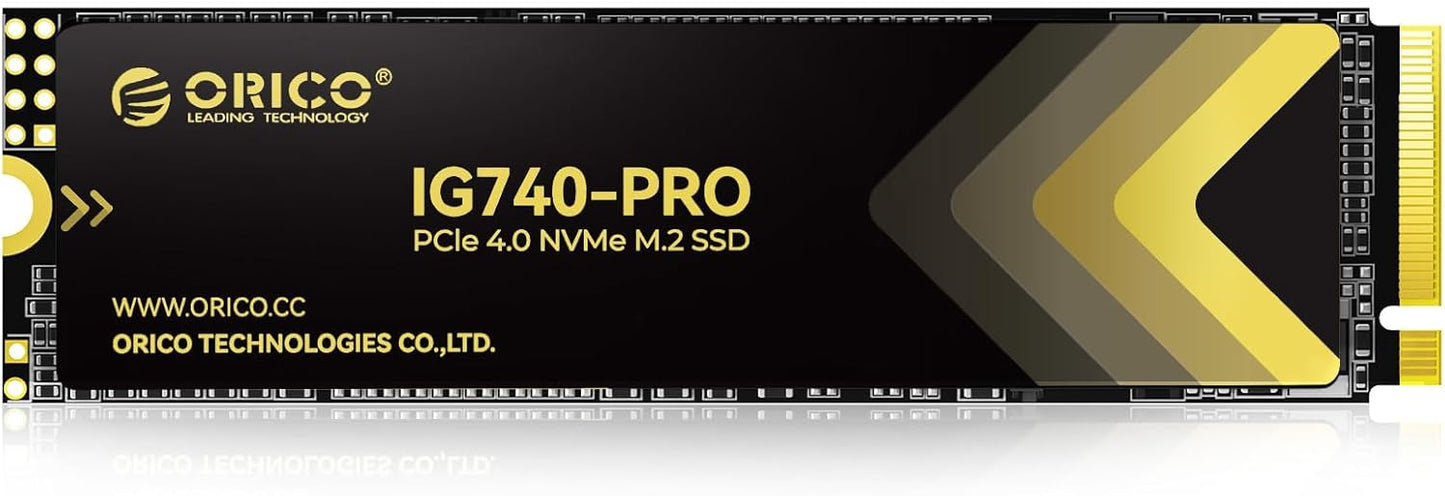 ORICO Industrial SSD 2TB M.2 NVMe SSD, PCIe 4.0 Drive with 7450MB/s Read Speed, TLC NAND, Advanced Data Security and Innovative Heatsink, for Industrial PC, Personal Laptop and PS5 - IG740PRO