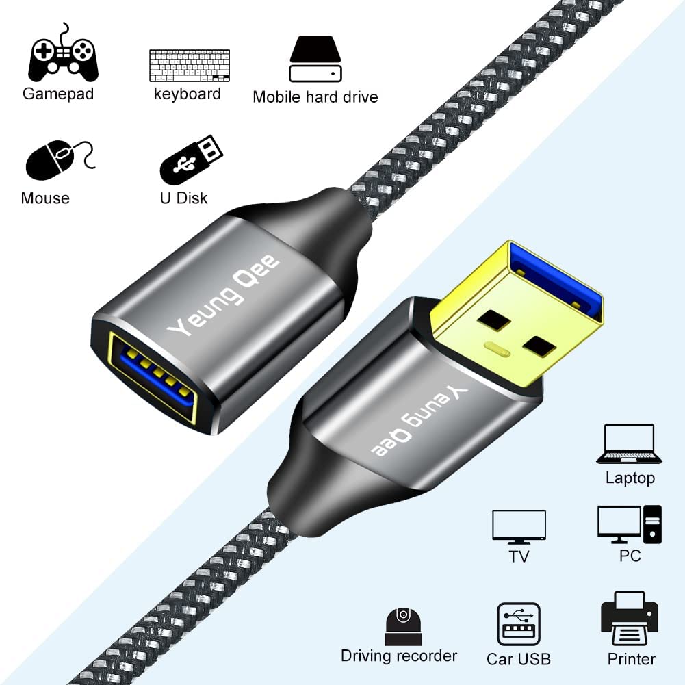 USB 3.0 Extension Cable 6 ft,5Gbps High Speed USB 3.0 Type A Male to Female Extension Cord,USB Extension Lead Compatible with USB Flash Drive, Hard Drive, Card Reader,Scanner,Keyboard (6FT)