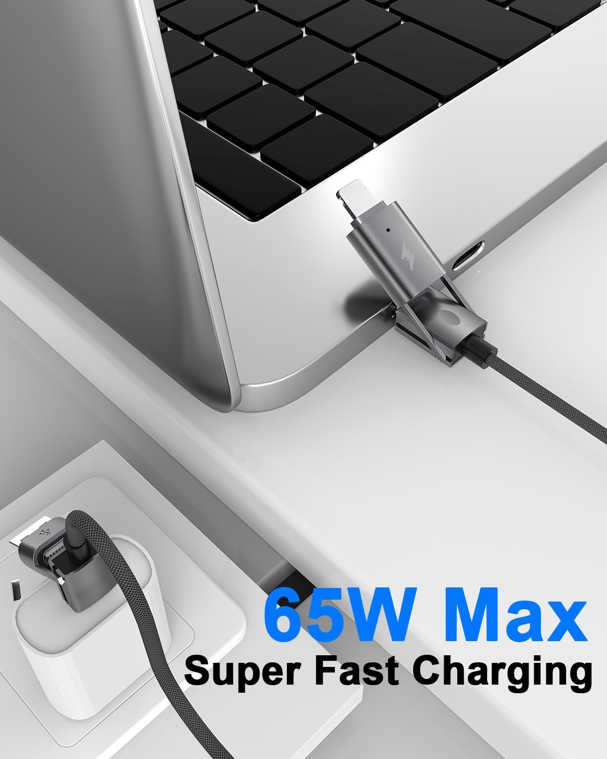 4 in 1 USB C Cable, 2Pack [Upgraded] Multi Fast Charging Cable, PD 65W 27W, 6FT+3FT, Round Braided, Compatible with iPhone/iPad/Samsung/MacBook
