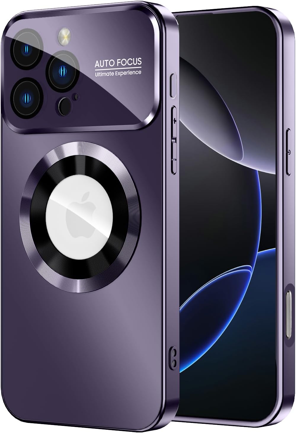 Magnetic for iPhone 16 Pro Case, Compatible with MagSafe, Built-in Camera Lens Protector, Logo View, Military Grade Drop Proof Phone Cover, Purple