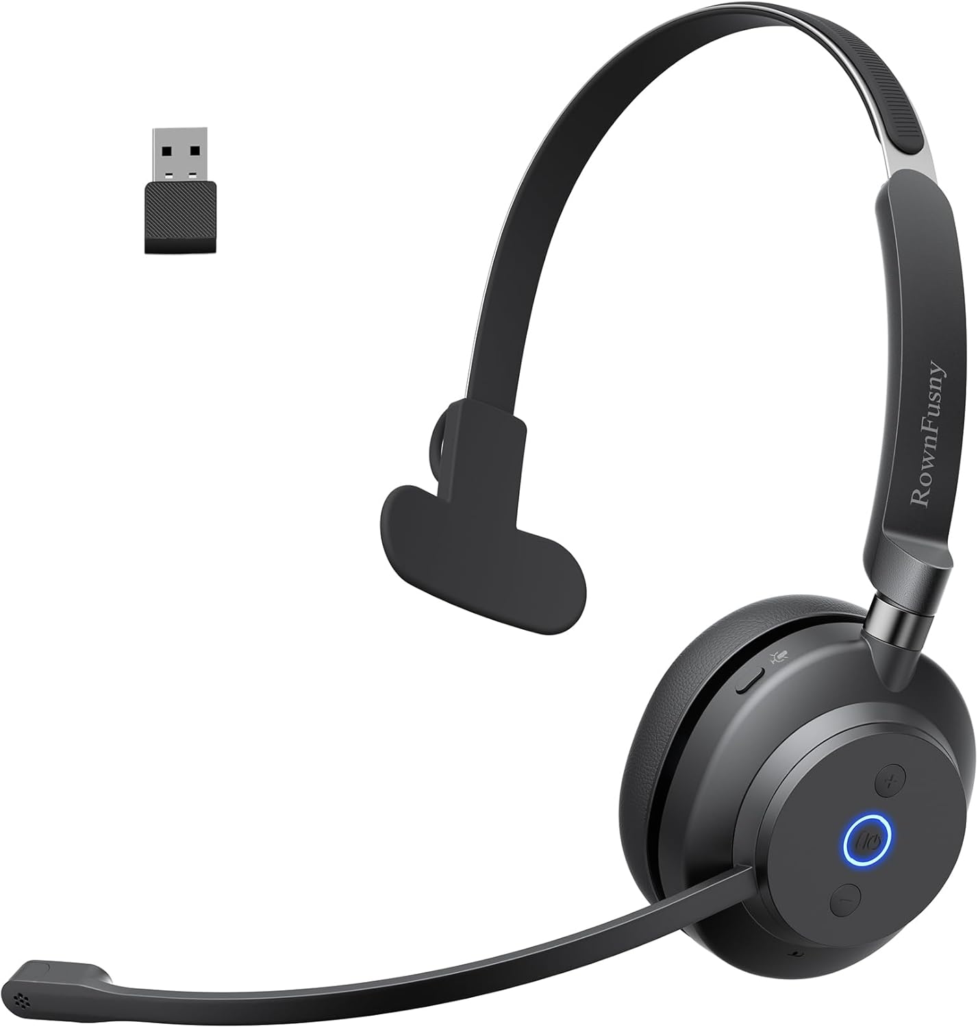 Bluetooth Headphones Wireless Headset with Mic for Work-V5.3 Computer Headsets with Noise Reduction Microphone, 2.4Ghz USB Dongle & Mute Button for PC, Laptop, Office, Home