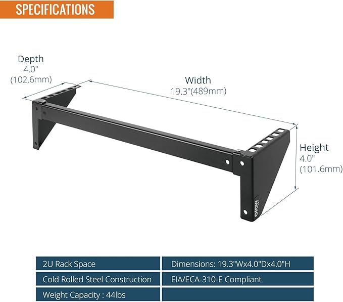 Tecmojo 2U Vertical Wall Mount Rack,Foldable Vertical Rack and Wall Mountable Patch Panel Bracket,Server Rack for 19" Rack Mount Network,Server and Data Equipment