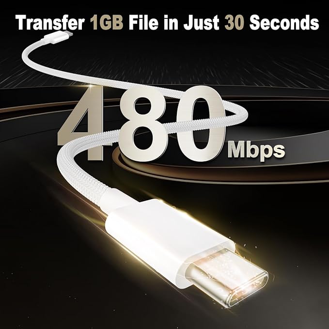 Quntis USB C Cable, USBC to USBC Fast Charging Cable Nylon Braided (6ft 60W, 1-Pack) for iPhone 16/15 Pro/Plus/Pro Max, iPad mini 6/7/Pro/Air, MacBook Air/Pro, Samsung Galaxy S24 and More (White)