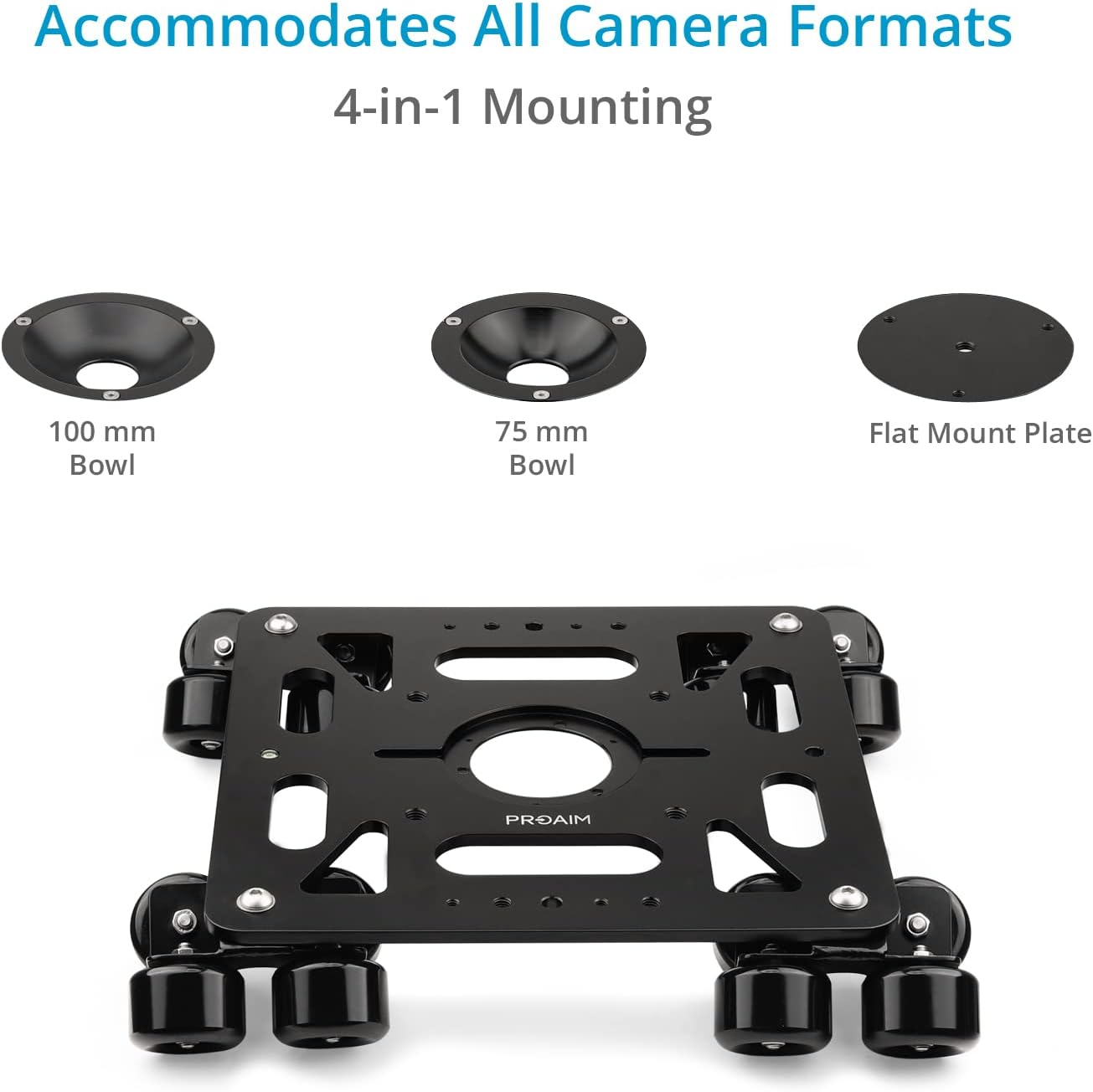 PROAIM Breeza Video/Film Solid Camera Dolly Slider with Track End. Adapts Mitchell, Flat, 75mm & 100mm Camera Heads & Light Cranes. Overslung/Underslung Operations - Hi-hat/Low-hat Mode (DL-BRZA-01)