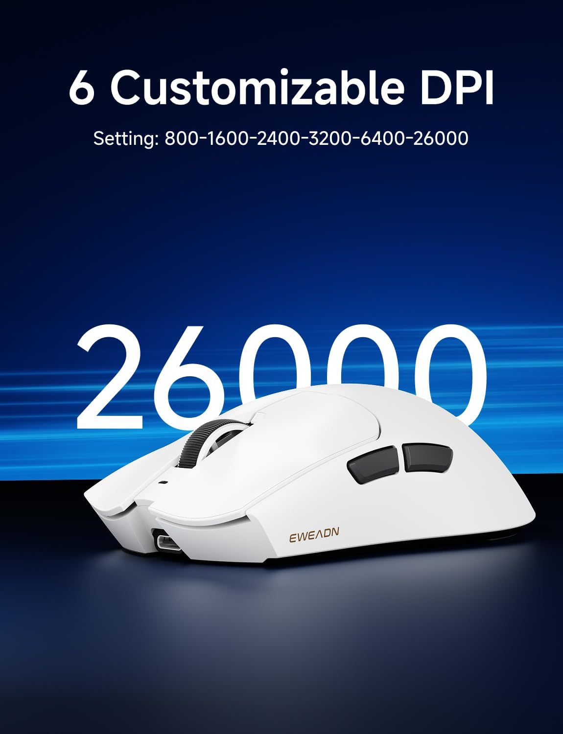 S9 Pro Wireless Gaming Mouse, 59G Ergonomic Computer Mouse, Triple Modes, 8K Polling, 26K DPI, PAW3395 Optical Sensor, Kailh Switch, 250h Battery Life, Programmable for PC/Win/Mac(White)