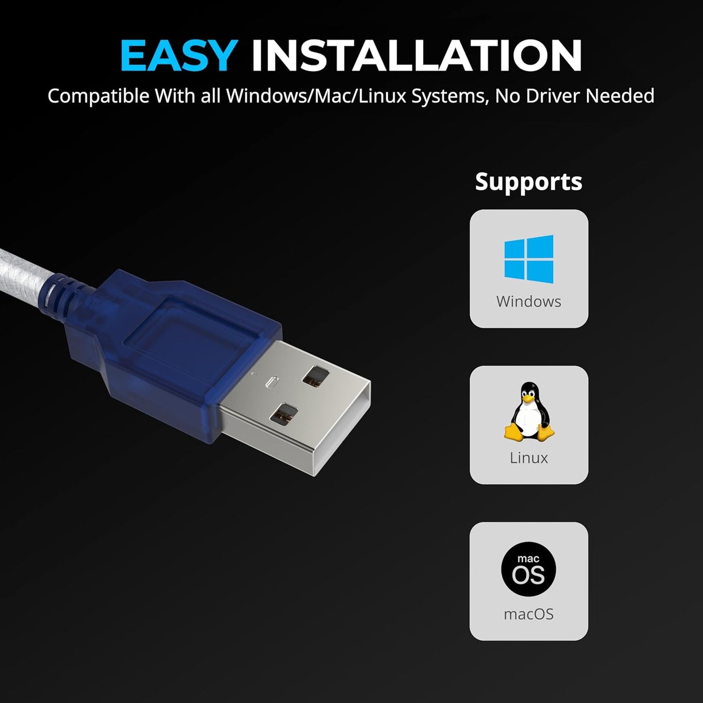 SABRENT USB 2.0 to Serial (9 Pin) DB 9 RS 232 Converter Cable, Prolific Chipset, HEXNUTS, [Windows 11/10/8.1/8/7/VISTA/XP, Mac OS X 10.6 and Above] 2.5 Feet (CB-DB9P)