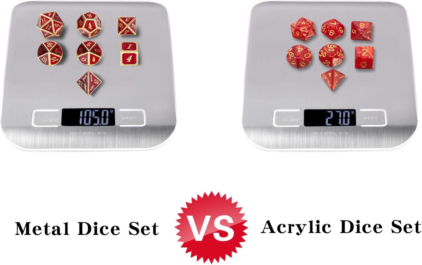 Ruby Red DND Metal Dice, DnDnD 7PCS Metallic D&D Dice Set for Dungeons and Dragons Game