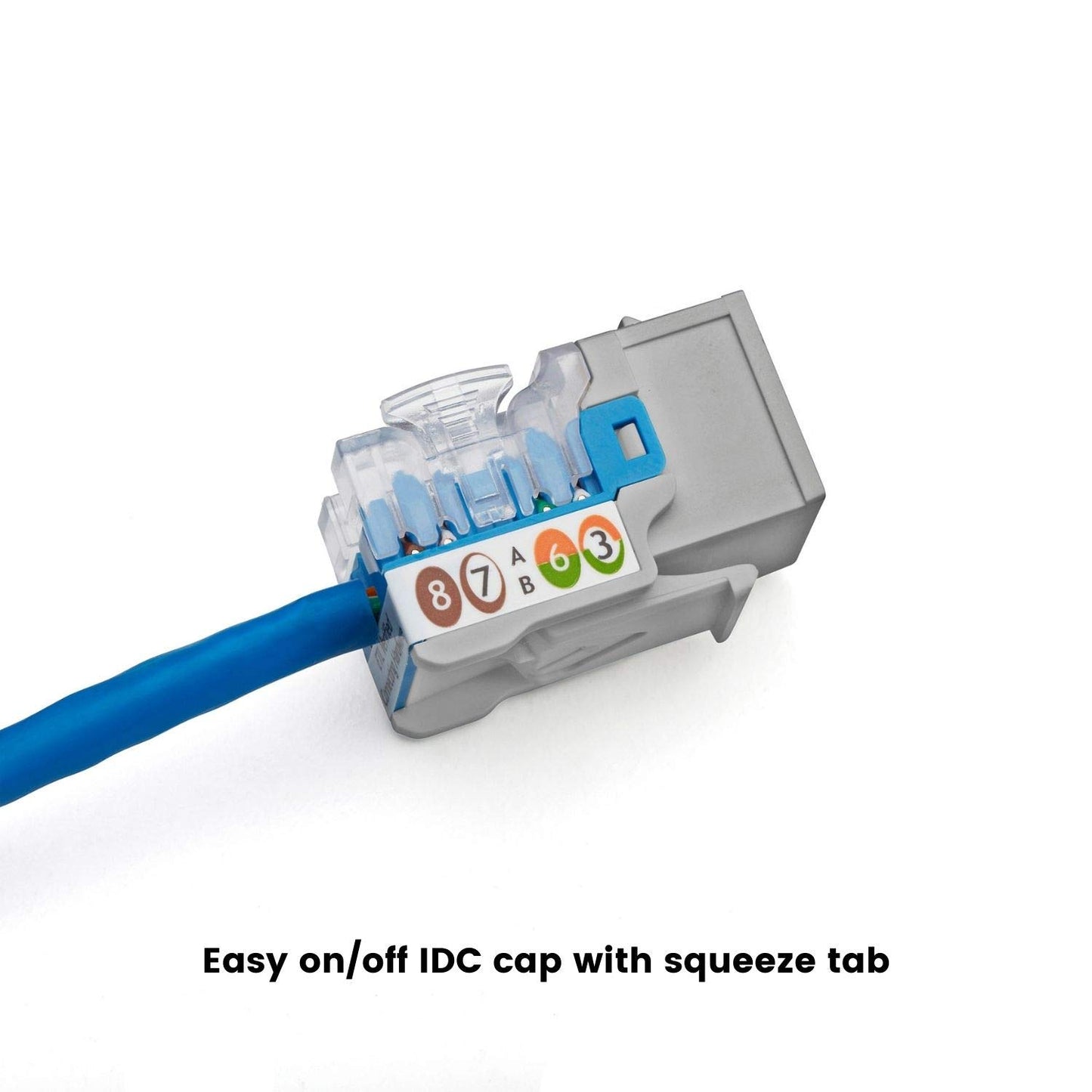 trueCABLE Cat5e Keystone Jack, Unshielded (UTP), 90 Degree Punch-Down, PoE++ (4PPoE) 100W, UL Listed, ETL Verified, ANSI/TIA Certified, Modular RJ45 Female, Gray, 48 Pack
