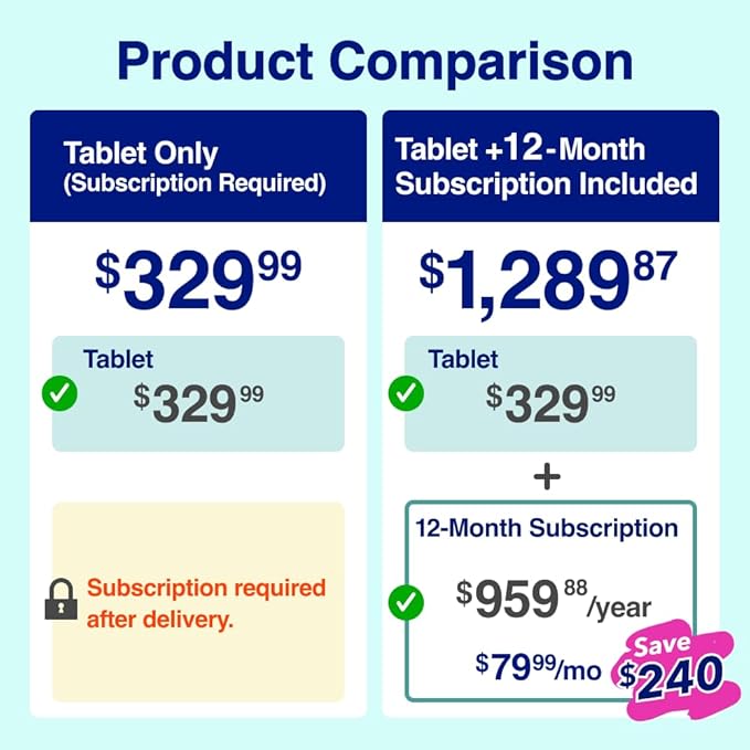 Dedicated Learning Tablet | Personalized Independent Study, 12-Month Subscription Included, Access All K–5 Lessons Math & ELA | No Browser, Games or Ads | 10.1” Display, Pen & Cover(Pink)