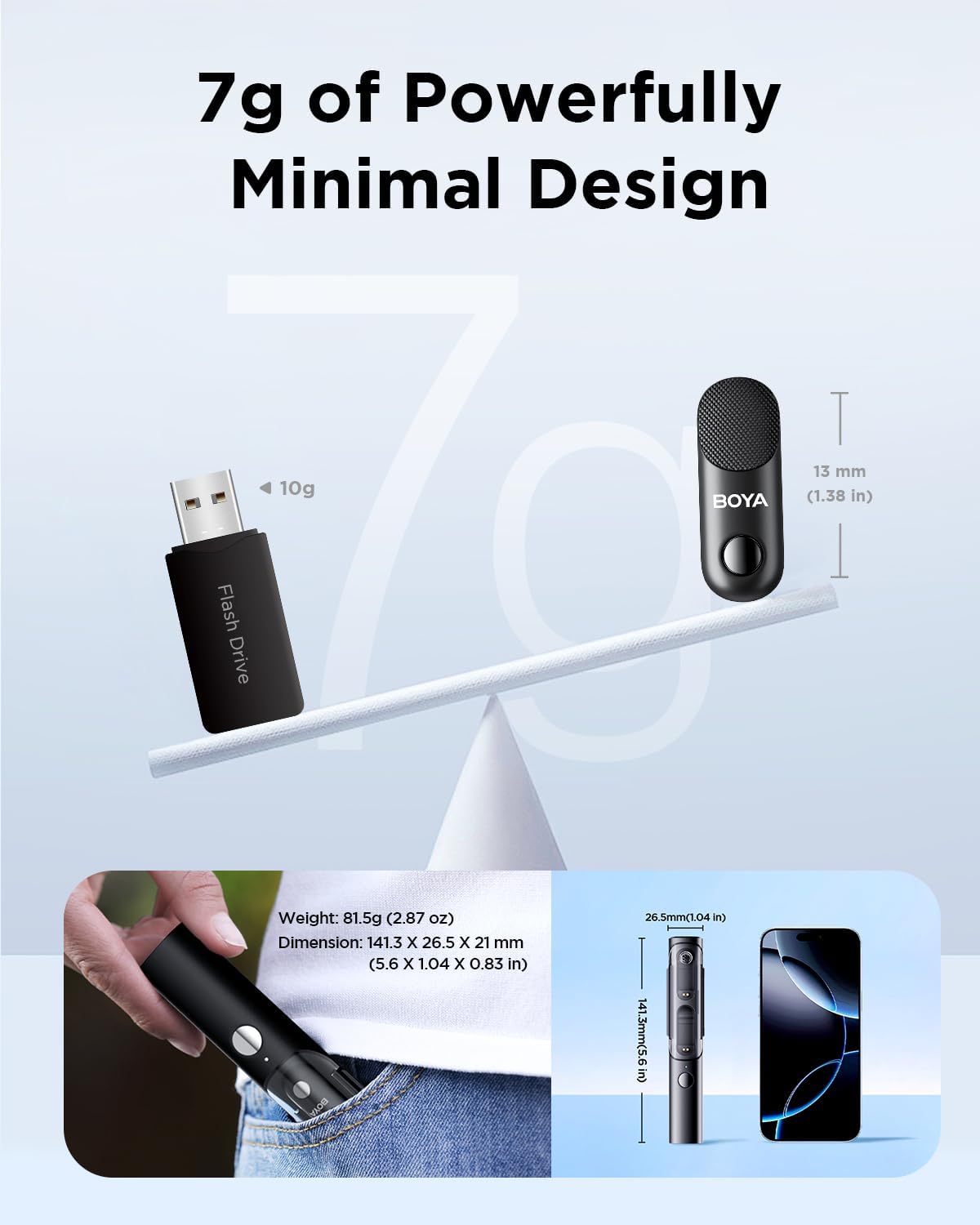BOYA Magic-05 Wireless Lavalier Microphone, 30Hrs Battery,328FT Los Range, Safety Track &Limiter, Ai Noise Reduction USB-C Wireless Lapel Mini Mic for Android iPhone 16/15 Audio Video Live Broadcast