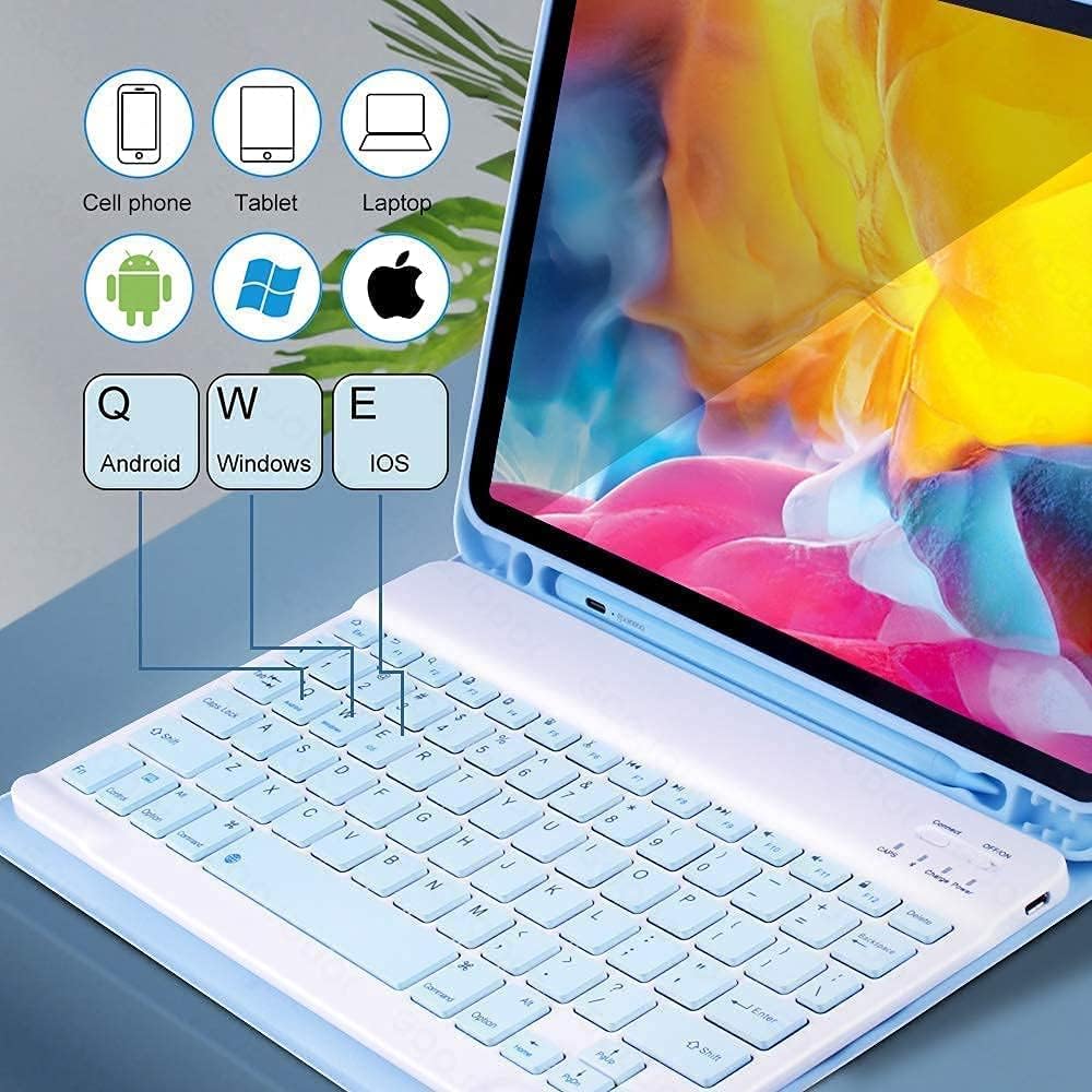 AnMengXinLing Lovely Keyboard Case for iPad 9th/8th/7th Generation with Mouse,Case for iPad9 iPad8 iPad7 10.2 inch with Pencil Holder and Deatachable Keyboard Mouse, New Pink