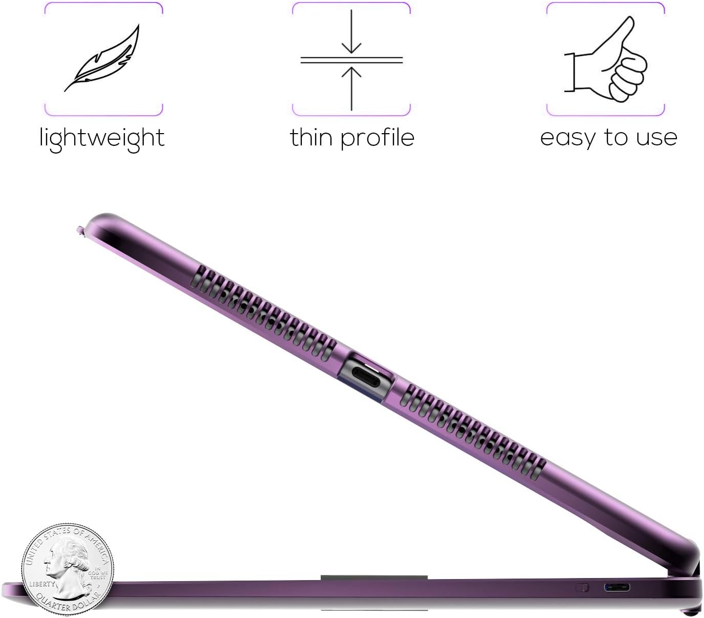 typecase Touch Case with Keyboard for iPad 9th Generation (10.2", 2021), Multi-Touch Trackpad, 10 Color Backlight, 360, Thin & Light - iPad 8th Gen (2020), 7th Gen (2019), Air 3, Pro 10.5 (Violet)