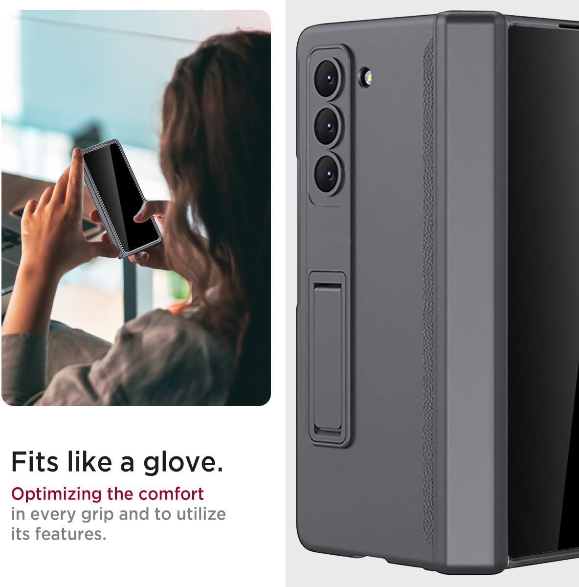 Miimall for Galaxy Z Fold 6 Case with Privacy Screen Protector, Built-in Adjustable Kickstand & Magnetic Hinge & Upgraded Camera Protection All-Inclusive Protective Cases for Galaxy Z Fold 6 5G Grey