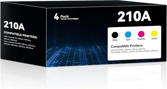 210A Toner Cartridges 4 Pack Compatible for hp 210A toner cartridges for HP Color Laserjet Pro MFP 4301fdw 4201dw 4201dn 4301fdn 4201dne 4201dwe 4301dw 4301dwe Printer(Black/Cyan/Yellow/Magenta)