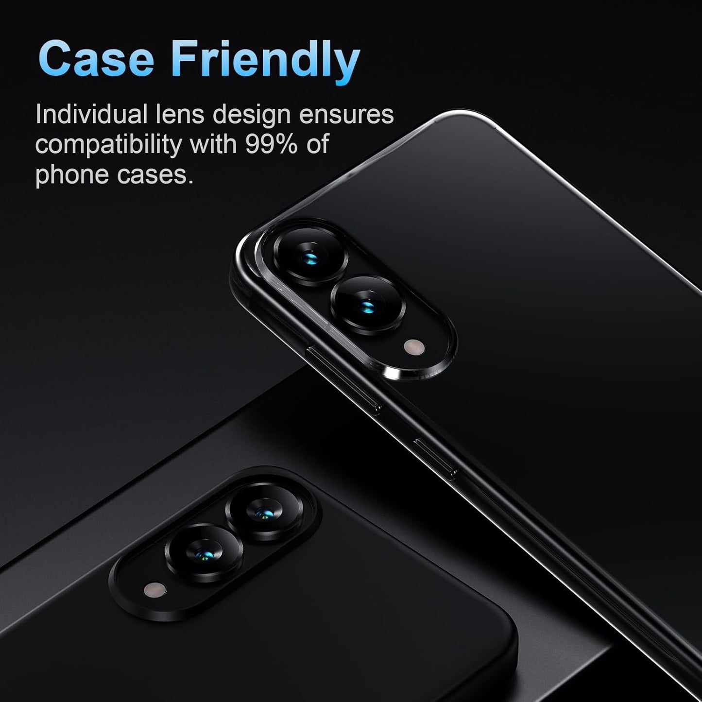 Korecase for Samsung Galaxy S25 Edge Camera Lens Protector, 9H Tempered Glass Anti Scratch Camera Screen Protector Shockproof Film Shcokproof Metal Ring Lens Protecor for Galaxy S25 Edge,Black