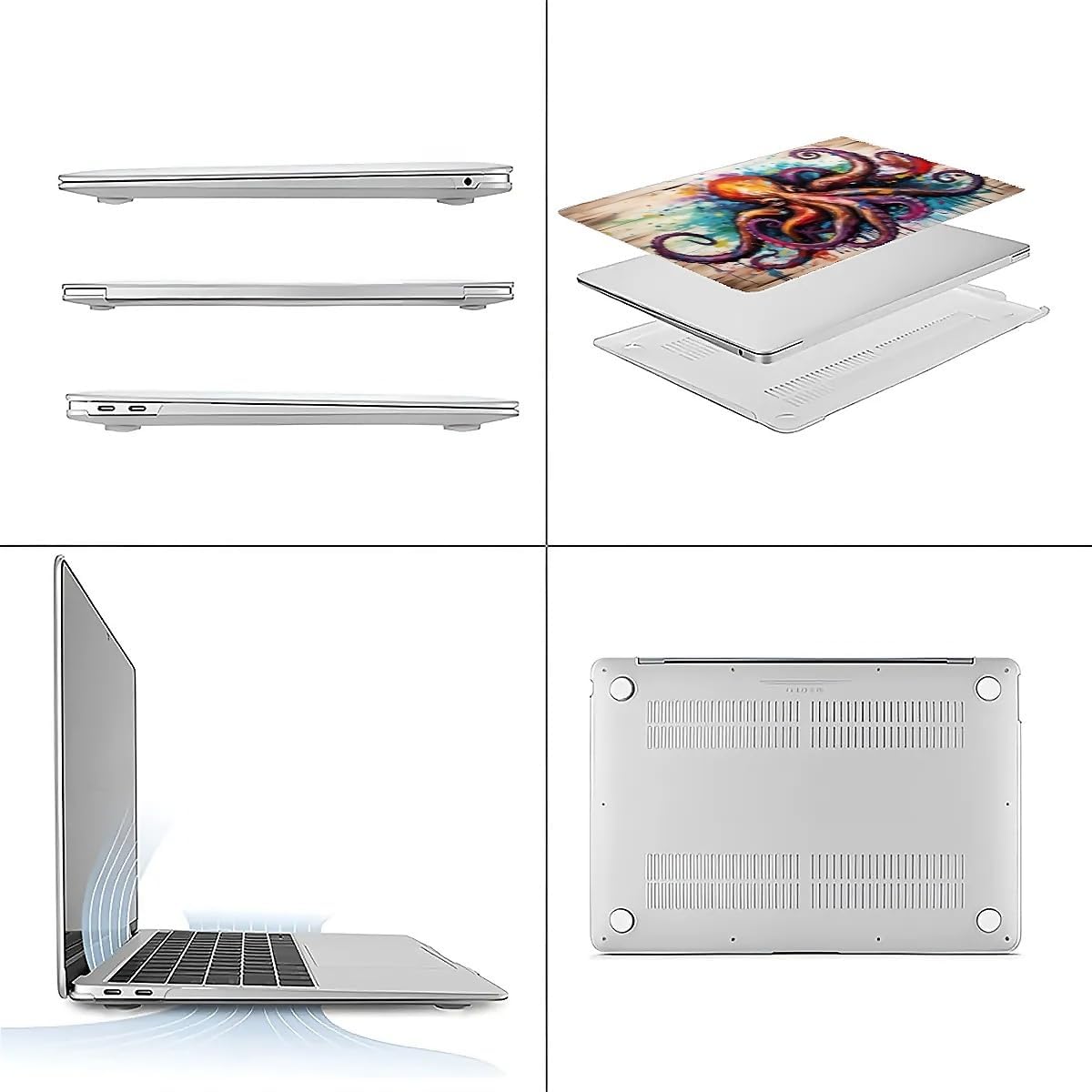 Compatible with MacBook Air 13.3 13.6 Inch Case 2022 2021 2020 2019 Plastic Hard Shell Case Cover,13.3 Air (A1932/A2179/A2337), Octopus
