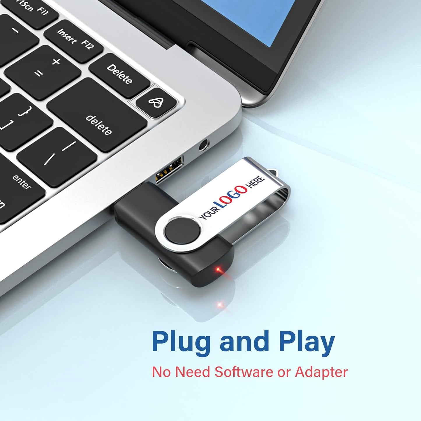 Personalized Flash Drives 8GB, Wooolken Customizable USB 2.0 Thumb Drives 10/20/50/100 Pack, Logo Memory Stick Custom Flash Drive Engraved Logo (Mixcolors)