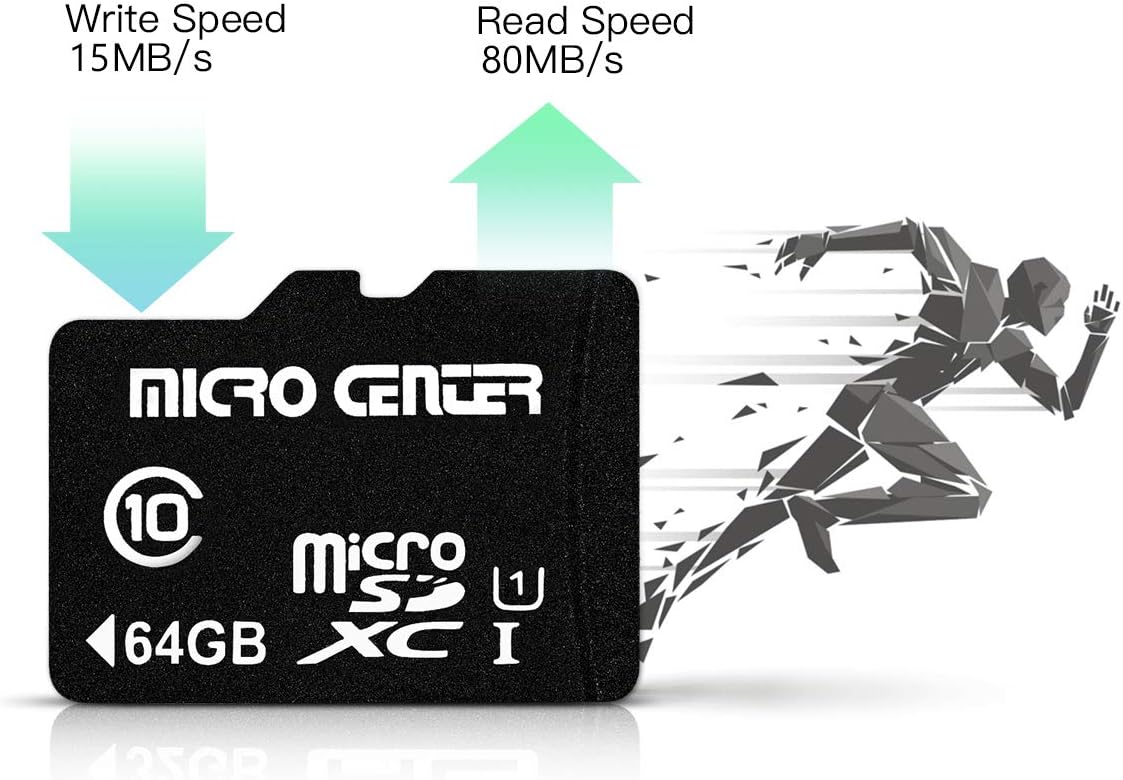 Micro Center 64GB Class 10 MicroSDXC Flash Memory Card 10 Pack with Adapter for Mobile Device Storage Phone, Tablet, Drone & Full HD Video Recording - 80MB/s UHS-I, C10, U1 (10 Pack)