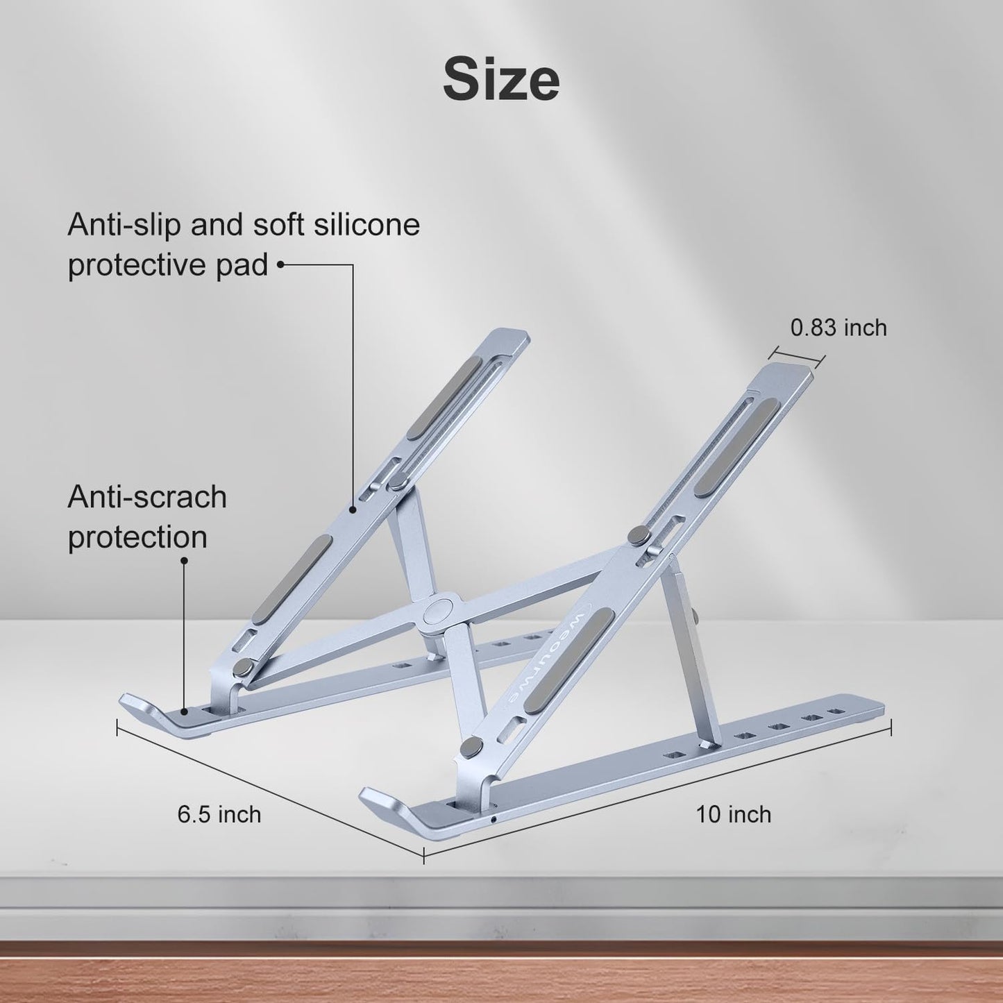 Ergonomic and Foldable Laptop Stand for Desk, Adjustable Riser, Fits All Laptops and Notebooks up to 17,Ultra-Thin,Ventilated Cooling,ABS+Silicone,Midnight.
