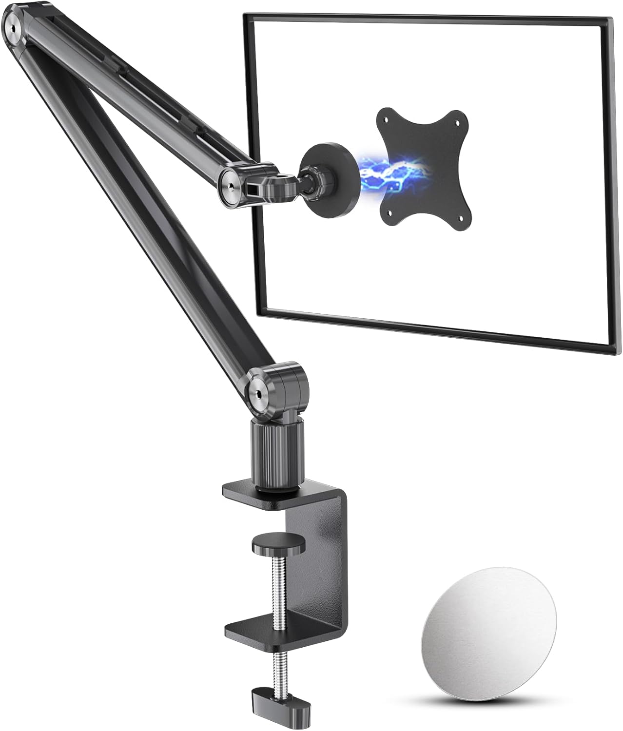 Portable Monitor Arm Magnetic Vesa Mount - 360° Swivel Compatible with 10 10.1 10.5 11 11.6 12 12.5 13.3 13.4 14 15.6 17 17.3 18 18.5 inch Monitor 75x75mm VESA Quick Release FS07D