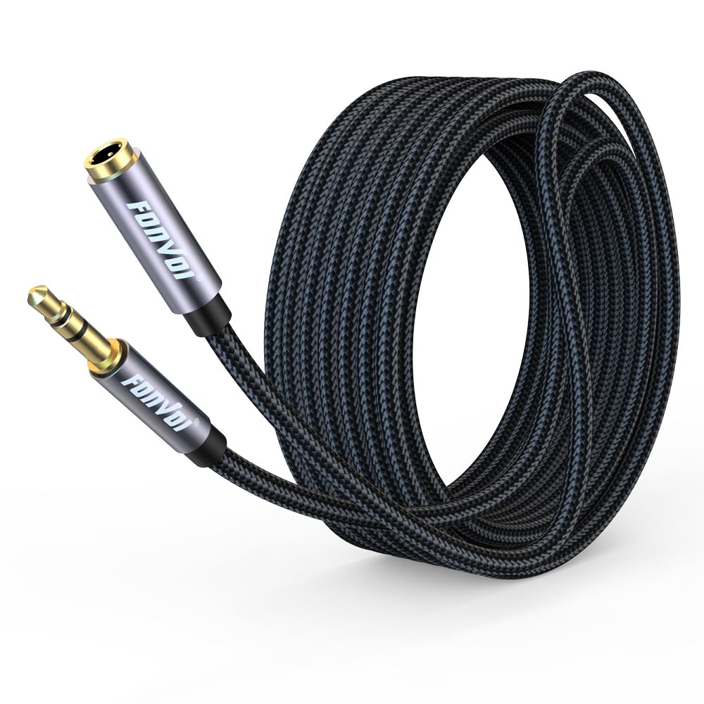 8FT 3.5mm Aux Jack Audio Extension Cable,Male to Female,TRS Headphone Extension Cable Compatible with Heaphone, MP3 Players iPhone iPad Tablets Media Player