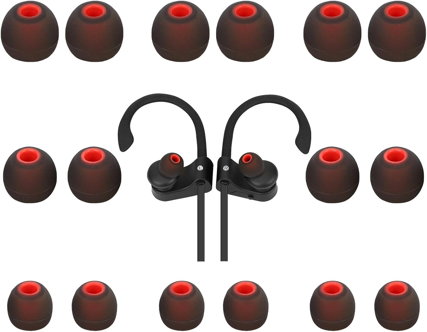 Silicone Earbud Tips Earbud Replacement Tips Eartips Fit Most in-Ear Earbuds(Inner Hole 3.8mm -5.1mm) Headphone Ear Tips Ear Bud Covers 9 Pairs S M L