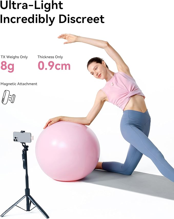 Hollyland Lark A1 Wireless Mini Microphone for iPhone & Android, 48kHz/24-bit, 3-Level Intelligent Noise Cancel, Microphone for YouTube, Podcast, Vlogging (Pink, 2TX + 2RX + Charging Case)