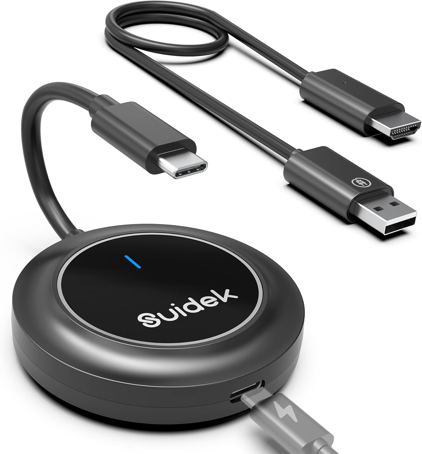 Wireless HDMI Transmitter and Receiver, USB-C to HDMI Extender with PD3.0, Wireless Display Adapter for Streaming Video from Phone/Laptop/Camera to Monitor/Projector, No App/Bluetooth Required