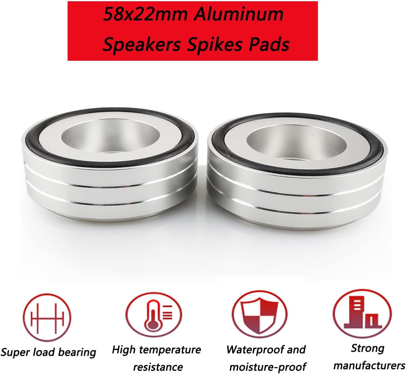 Tertullus 4 Pcs Turntable Feet Aluminum HiFi Turntable Isolation Feet Aluminum Stand Speakers Spikes Audio Pads 58x22mm for HiFi Amplifier/Speaker/Turntable/Player(Silver)