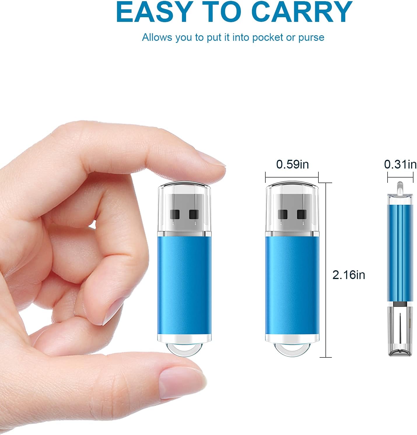 TOPESEL USB Flash Drive 50 Pack 2GB USB 2.0 Flash Drive High Speed 4G Memory Stick for PC Laptops, Tablets, TVs, Car Audio (Blue)
