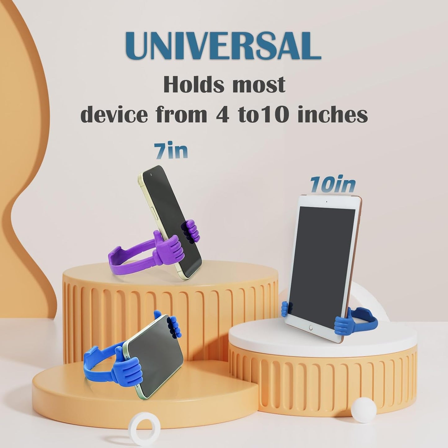 Honsky Thumbs-up Cell Phone Stands, Tablet Display Stands, Cellphone Holder, Mobile Smartphone Mount Cradle for Desk Desktop â€“ Universal Multi-Angle Cute, 2 Packs, Yellow, Blue