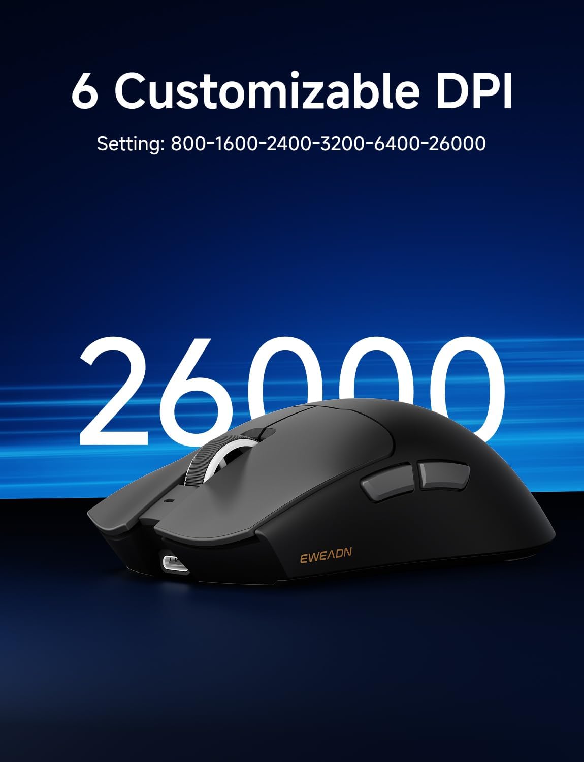 S9 Wireless Gaming Mouse, 59G Ergonomic Computer Mouse, Triple Modes, 8K Polling, 26K DPI, PAW3395 Optical Sensor, Huanyu Switch, 250h Battery Life, Programmable for PC/Win/Mac(Black)