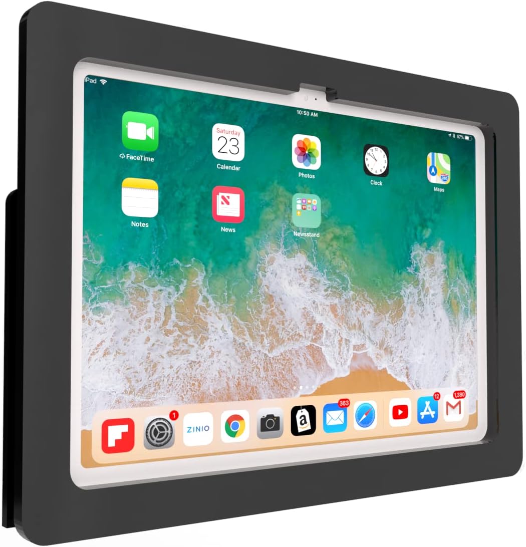 TABcare Anti-Theft Acrylic VESA Enclosure Made for Apple iPad 10 10.9" 2022, iPad 11 11" 2025 with Low Profile Wall Mount Kit & 90-Degree Angle USB C Charge Cable (Black)