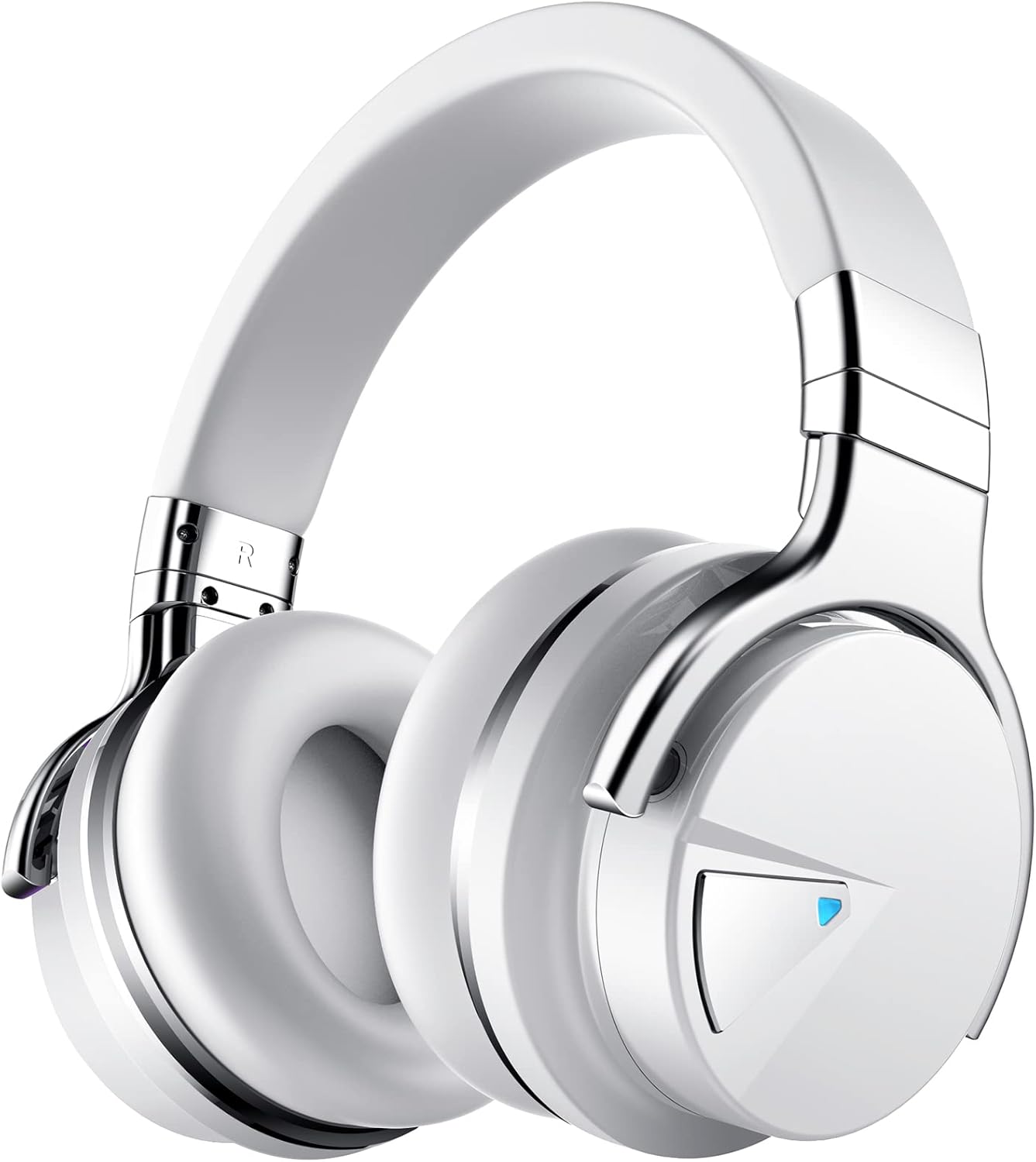 Silensys E7 Active Noise Cancelling Headphones Bluetooth Headphones with Microphone Deep Bass Wireless Headphones Over Ear, Comfortable Protein Earpads, 30 Hours Playtime for Travel/Work, White