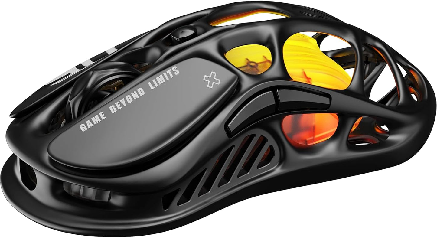 GravaStar Mercury M2 Wireless Gaming Mouse with 26,000 DPI, PAW3395DM Sensor -79g Lightweight Hollowed-Out Design -5 Programmable Buttons -5 Dynamic Lightsync RGB