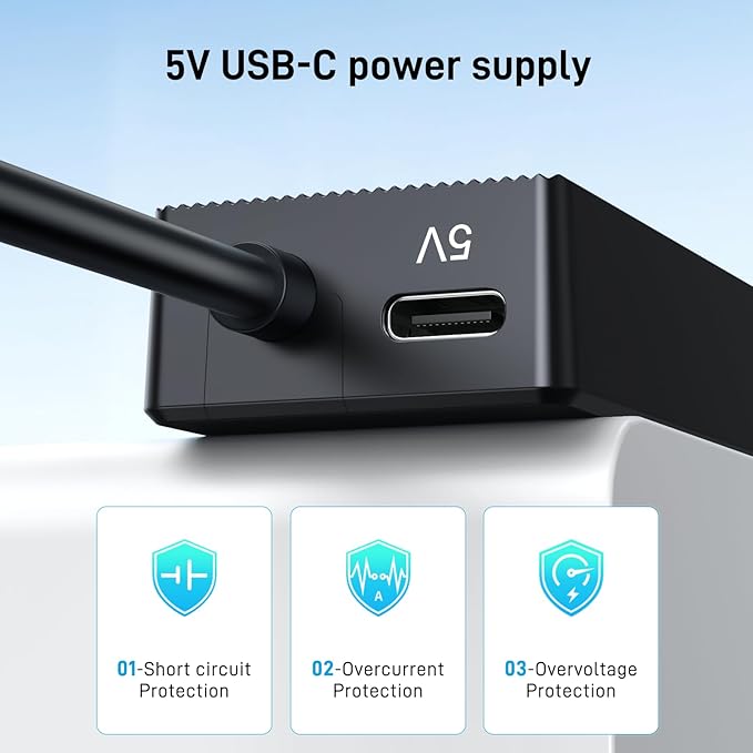 4 Port USB 3.0 Hub 10FT Long Cable with 5 Gbps & 5V USB-C Power Supply for Laptop Desktop PC – USB Hub Splitter Extender Expander Compatible with Mac, Windows