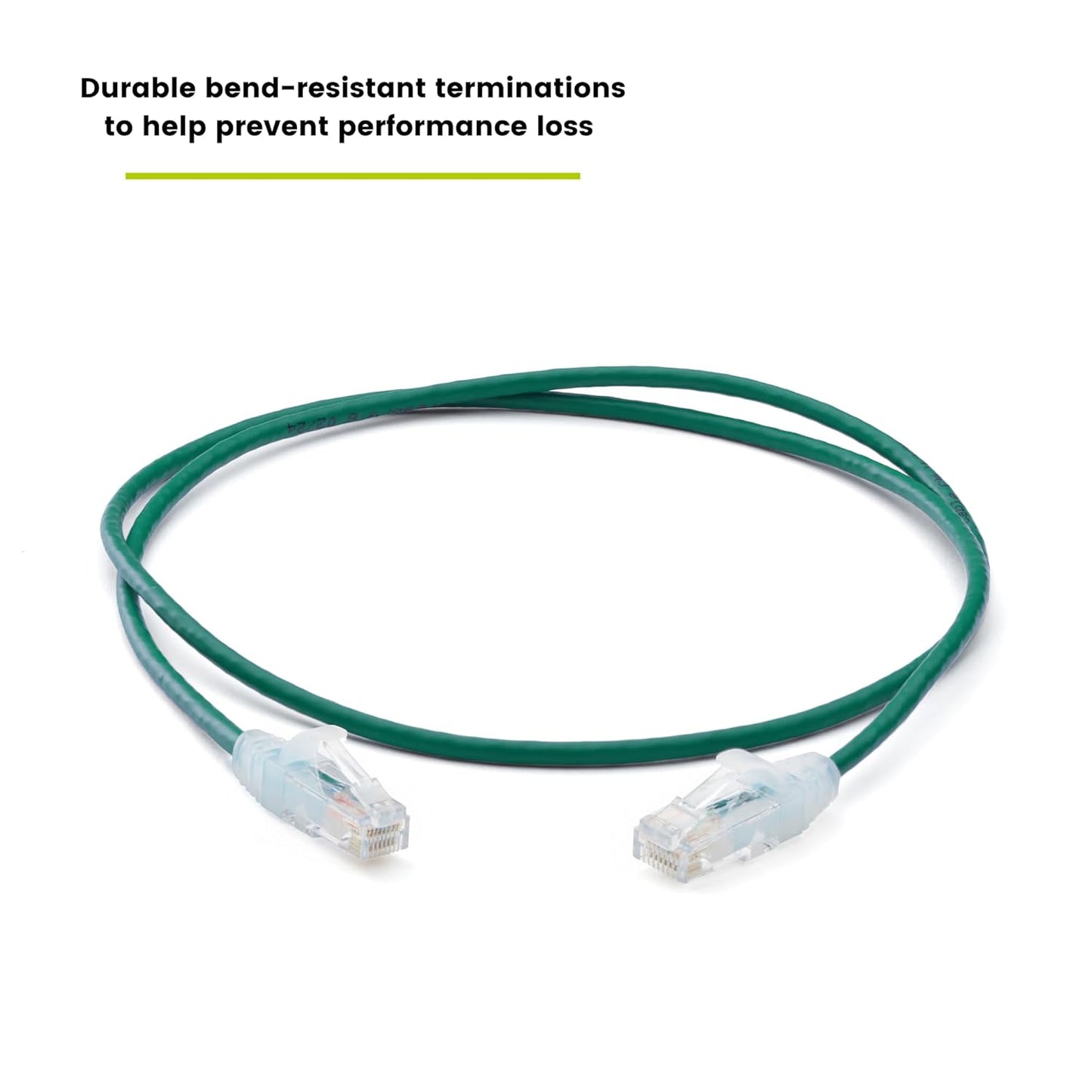 TRUECABLE Cat6 Component Rated Patch Cable, Unshielded (U/UTP), 3ft, Green, 28AWG Solid Copper, Snagless 10G High-Speed Ethernet Cable, PoE++ 4PPoE 100W, UL Listed, RoHS-3, 1 Pack