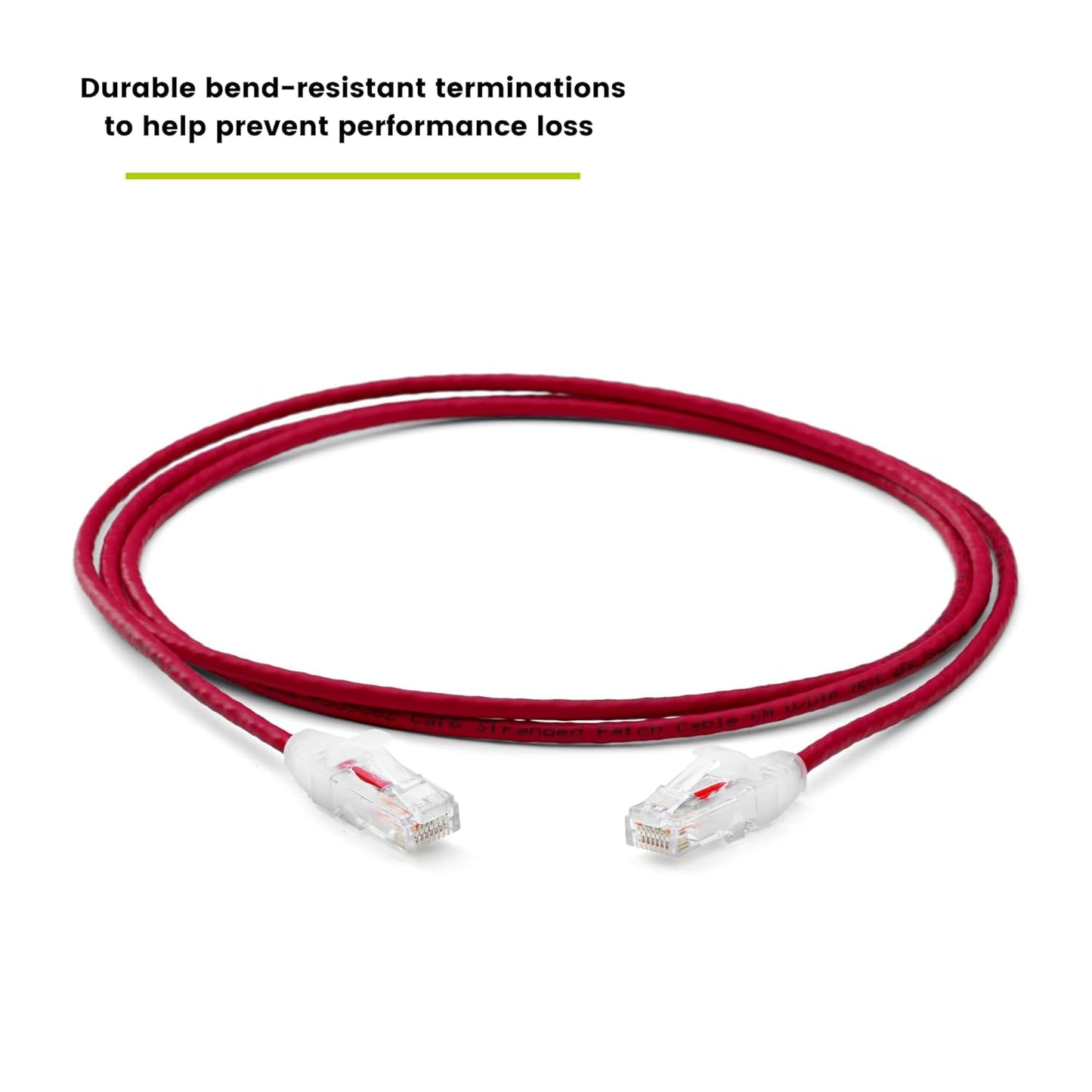 TRUECABLE Cat6 Component Rated Patch Cable, Unshielded (U/UTP), 7ft, Red, 28AWG Solid Copper, Snagless 10G High-Speed Ethernet Cable, PoE++ 4PPoE 100W, UL Listed, RoHS-3, 5 Pack