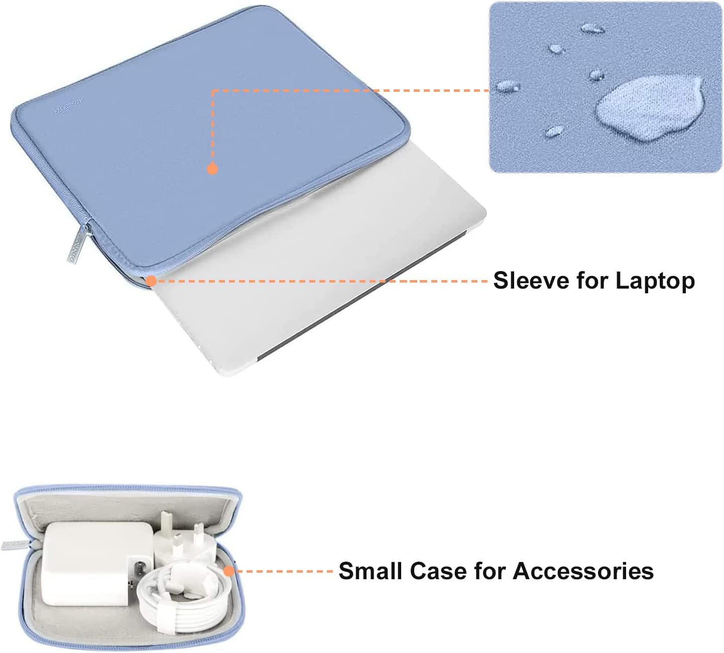 MOSISO Laptop Case 13.3 inch, 13-13.3 inch Laptop Sleeve Bag Compatible with MacBook Air/Pro 13 / Pro 14, HP Dell ASUS Lenovo Notebook, Neoprene Computer Sleeve Bag with Small Case, Serenity Blue