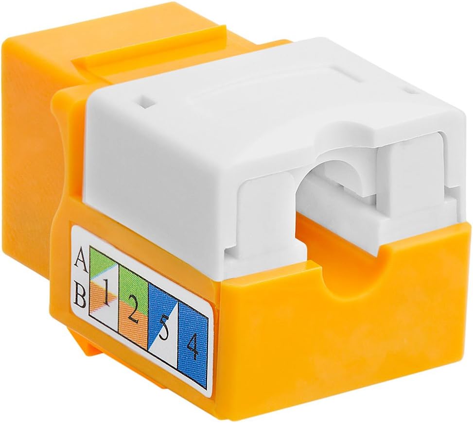 Cmple - 10 Pack Cat5e Keystone Jack Insert Punch Down RJ45 Connectors RJ45 Keystone Jack 90 Degree Female for Wall Plates, Patch Panels, Patch Cables, Ethernet Cables - Yellow