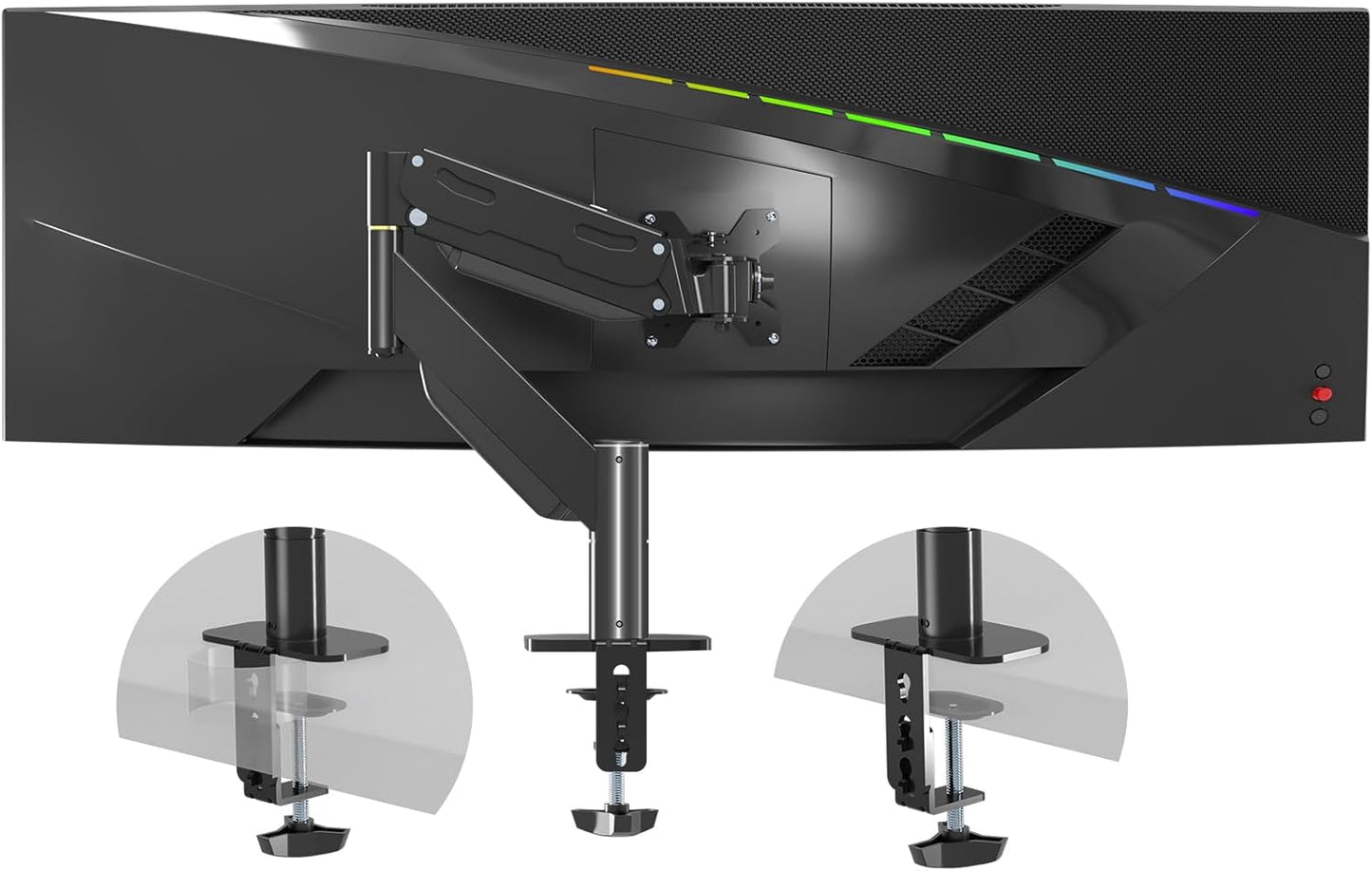 Pholiten Premium Aluminum Heavy Duty Monitor Arm，Ultrawide Monitor Arm,Full Motion Single Computer Mount for Computer Screens up to 43 inchs and 28.6lbs,Adjustable Clamp and Grommet Vesa Mount.