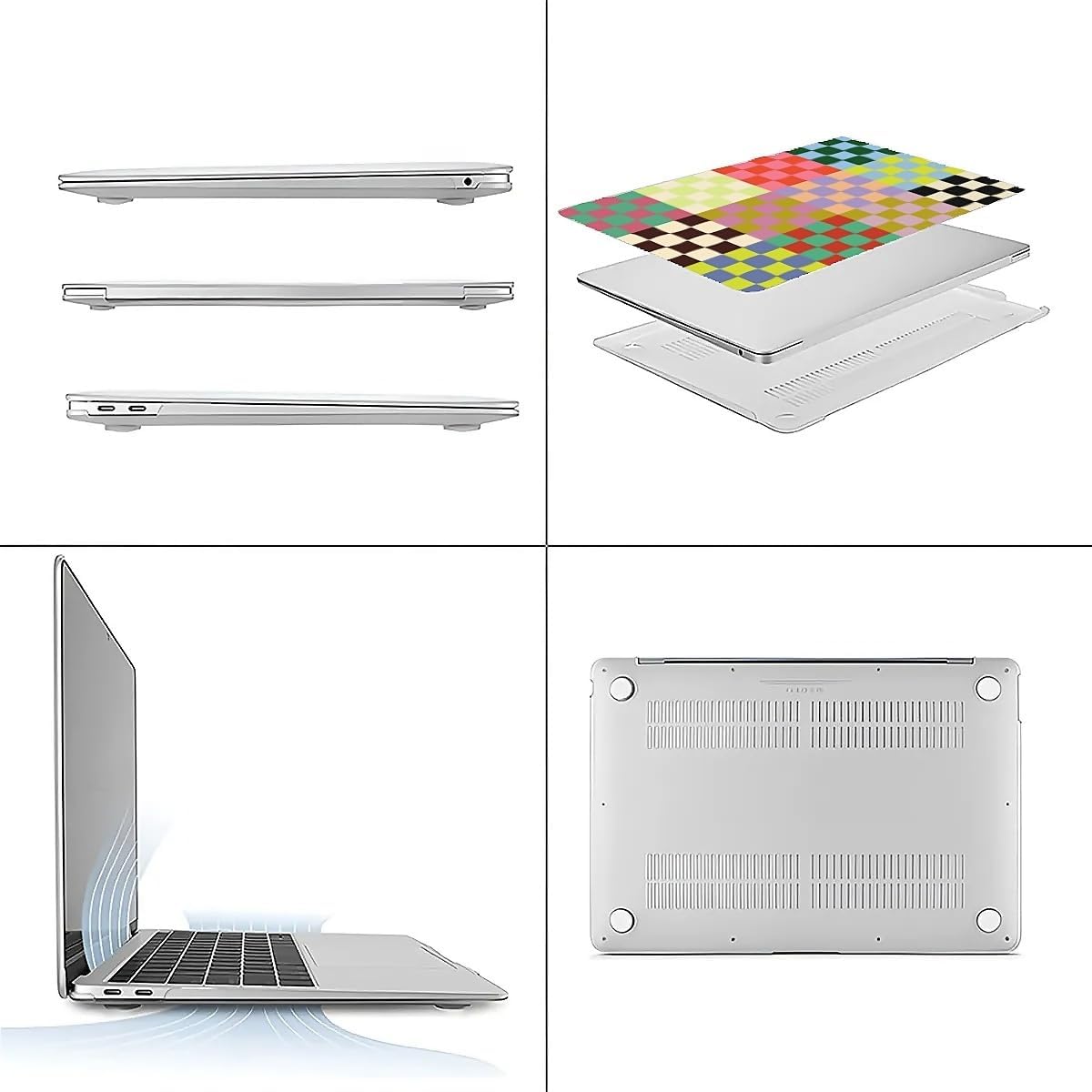 Compatible with MacBook Air 13.3 13.6 Inch Case 2022 2021 2020 2019 Plastic Hard Shell Case Cover,13.3 Pro(A1706/A1708/A1989/A2159/A2289/A2338), Colorful Checker