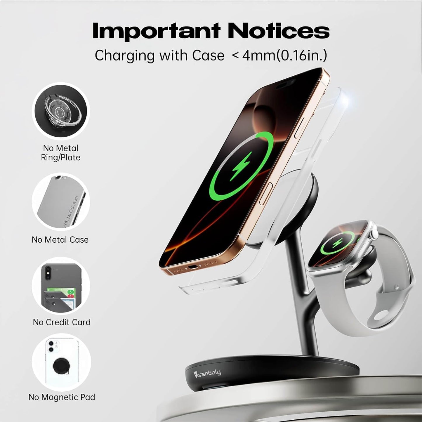 Magnetic Charger for iPhone Charging Station, Mag-Safe Phone Charger for iPhone 17 16 15-12 Series ，for Airpods Apple Watch and Phone Charging Stand