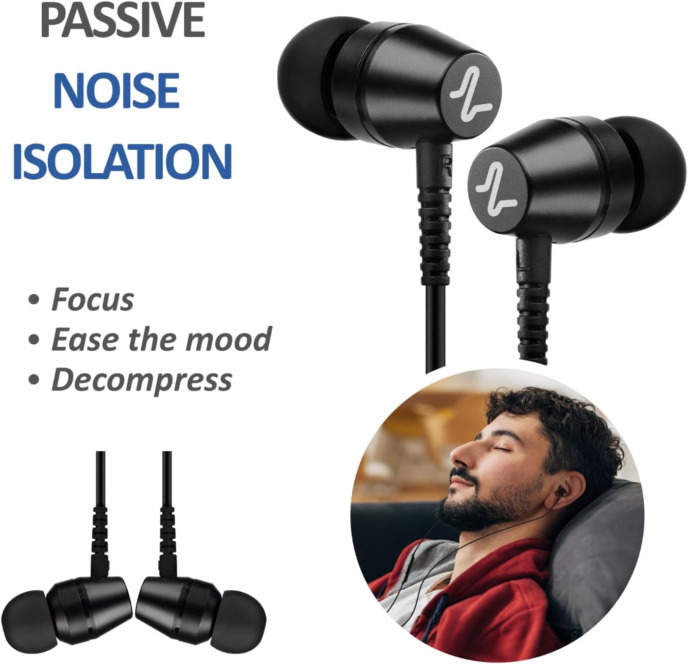 LUDOS OMNITONE USB C Headphones for iPhone 16 15 Pro Max Plus iPad Pro, 5 Years Warranty, USB-C Earbuds for Samsung Galaxy S24 S23 Ultra S22 S21 FE S20 A55 A54 A53, USB Type C Earphones - Black