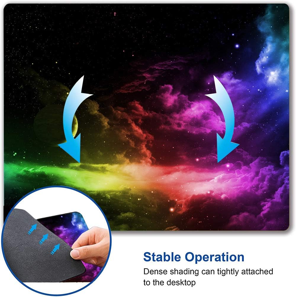 Mouse Pad, Gaming Mouse Pad, Galaxy Mouse Pad, Aurora Light Pattern Green and Purple Design Mouse Pads, Square Waterproof Mouse Pad Non-Slip Rubber Base MousePads for Office Home Laptop Travel