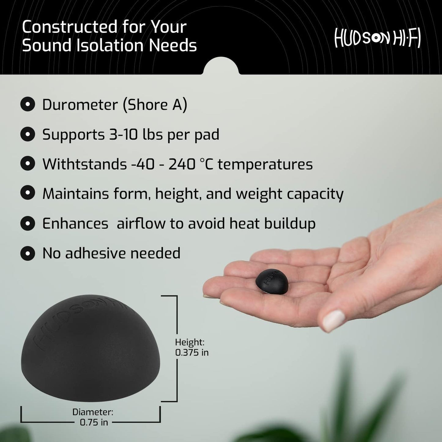 .75" Platinum Silicone Speaker Isolation Pads - 16-Pack Non-Skid Speaker Pads with Adhesive, Speaker Isolation Feet for Record Player Isolation - Turntable Feet and Subwoofer Isolation Pad - 20 Duro