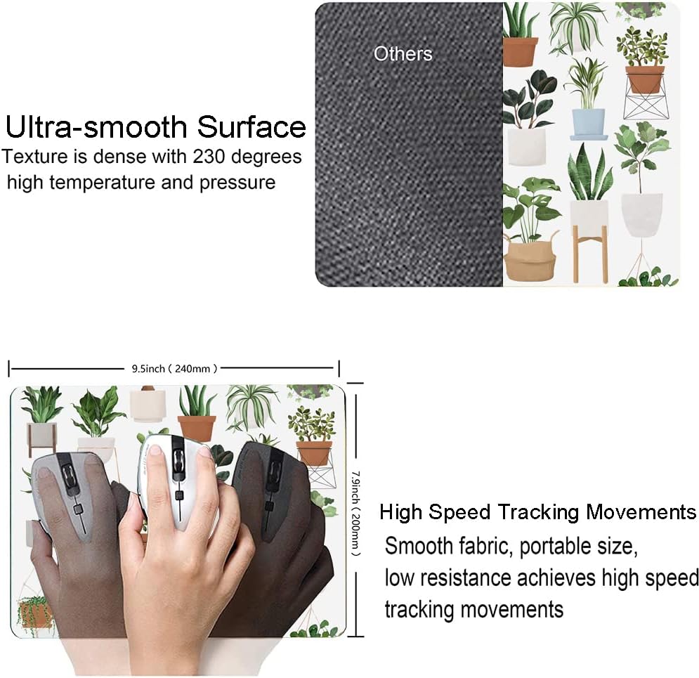 Mouse Pad, Pot Plant Mouse Pad, Mouse Mat Waterproof Non-Slip Rubber Base MousePads