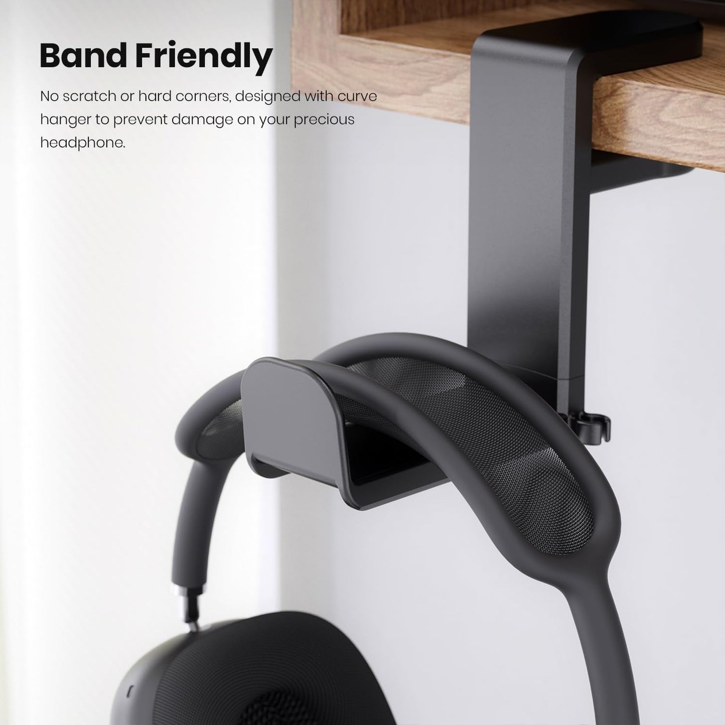 Rotating Headphone Stand - EURPMASK PC Gaming Headset Stand, Adjustable Clamp-on Headphone Holder, Headphone Hanger Hook Under Desk with 360 Degree Swivel&Cable Clip Organizer - Black+White, 2 Pack