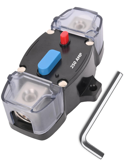 250 Amp Circuit Breaker 12-48 Volt DC 250A Self Recovery Resettable High Amp Circuit Breaker with Manual Reset Button for Automotive RV Marine Boat Car Audio and Amps Protection
