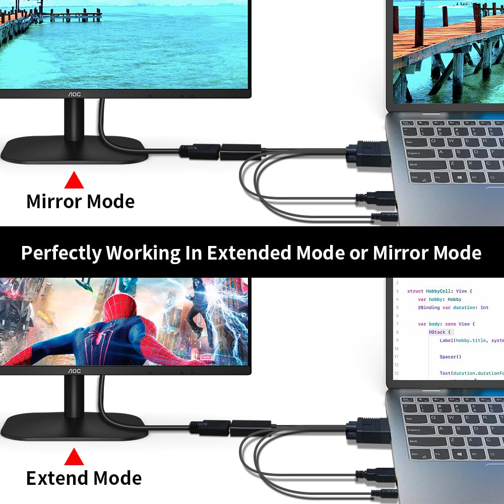 VGA (Sources) to HDMI(Display) Adapter, 1080P Converter with Audio+USB Power from VGA Computer/Laptop to HDMI TV/Monitor, Male to Female(1ft)